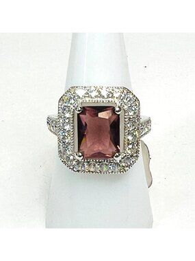 Ring Bomb Party Ring Size 7, purple stone silver color band